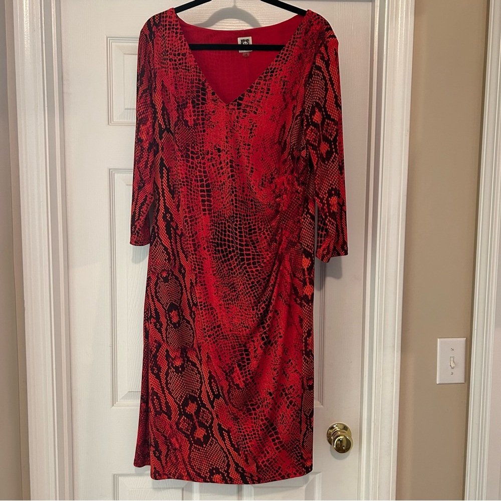 ANNE KLEIN Red Cobra Snake Skin SEXY SIREN & EYE POPPER Dress Size 16